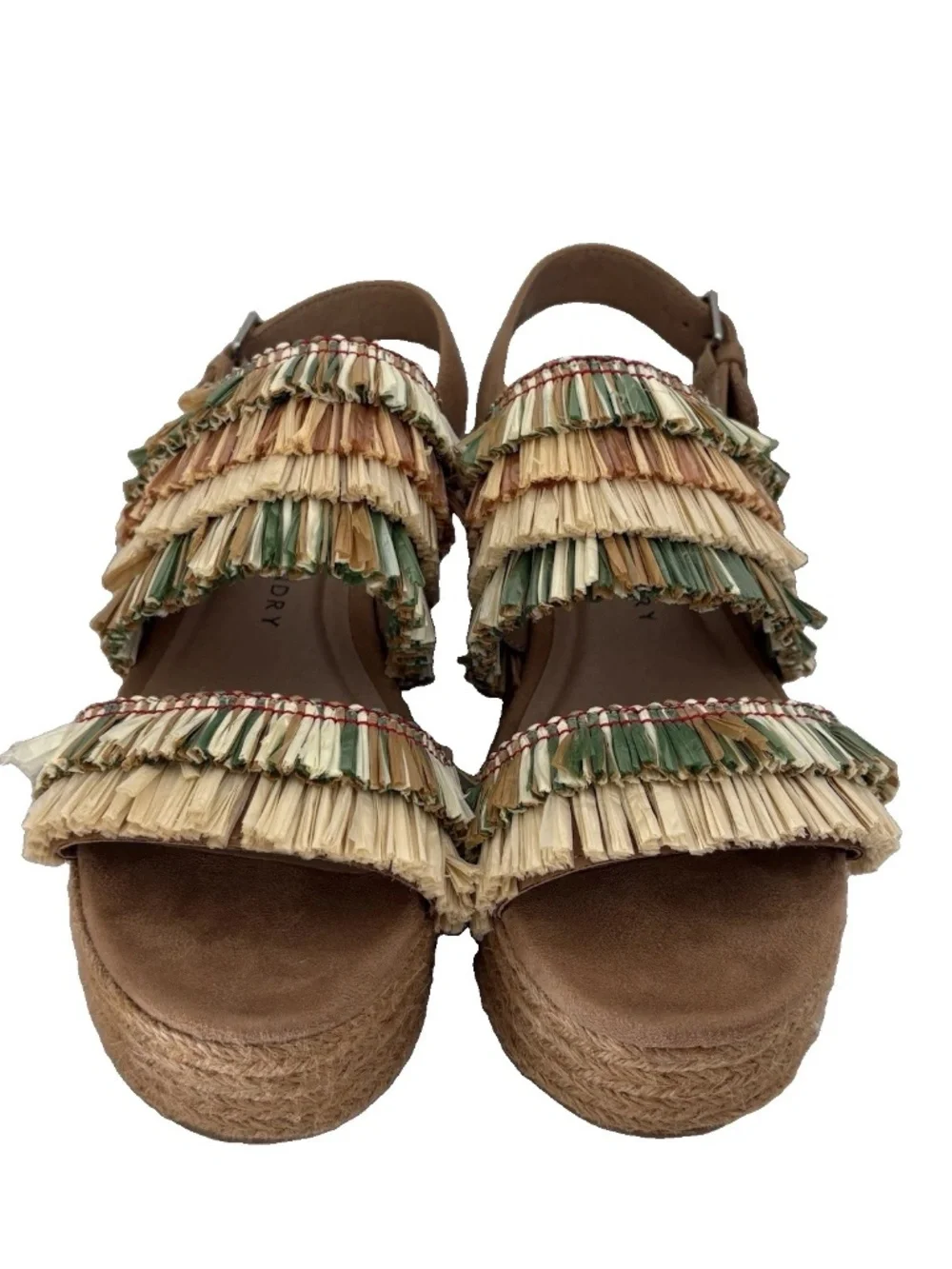 Chinese Laundry W 6.5 Espadrille Platform Wedge Fringe Hawaiin Tropical Boho